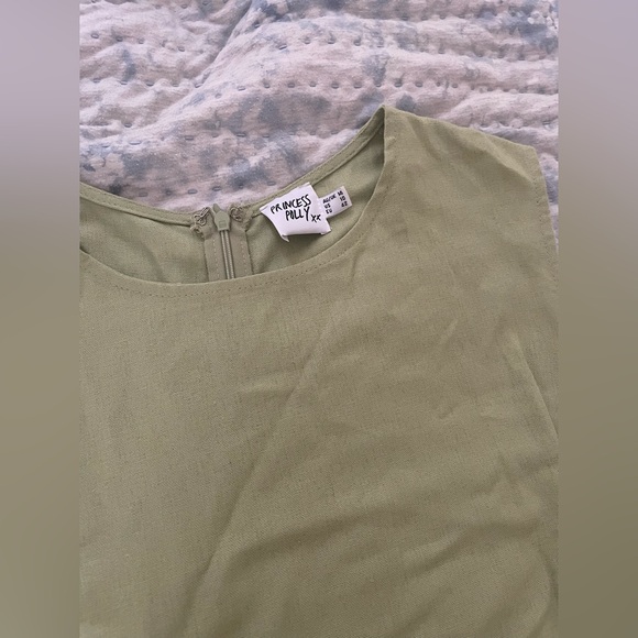 Princess Polly Mayzie Cotton-Linen Mini Dress in Green - Picture 3 of 5